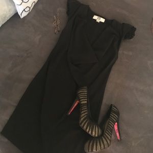 Black cowl neck cocktail dress