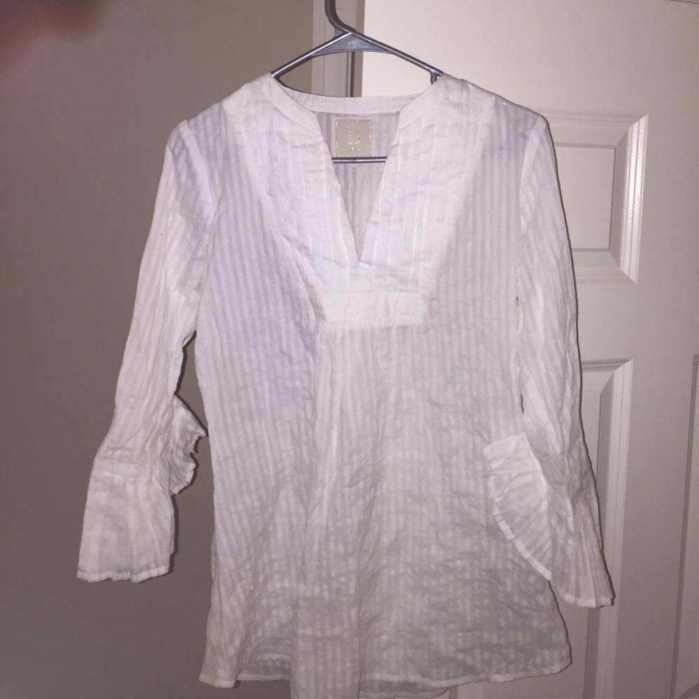 Alicia Bell white quarter flare sleeve top