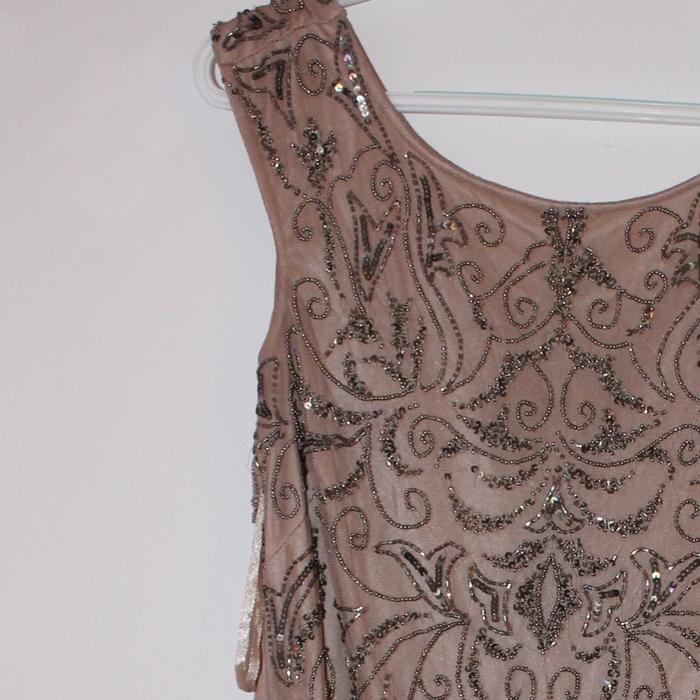 Adrianna Papell Nude Embellished Mini Dress
