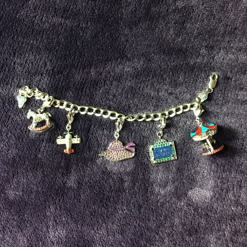 Swarovski charms on a silver bracelet