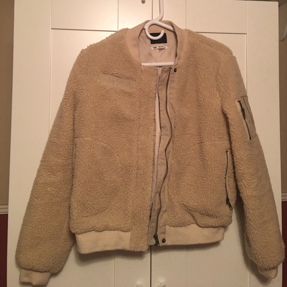 Teddy bear bomber jacket