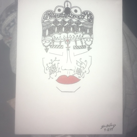 Tribal sharpie on canvas sketching - Picture 1 of 4