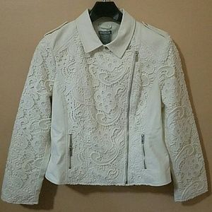 Beautiful 😍 Ivory faux leather lace jacket