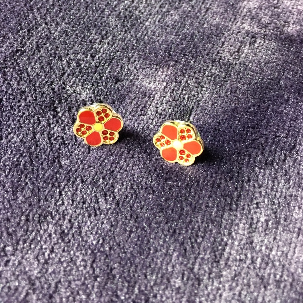 Swarovski flower earrings (Red)