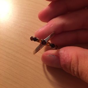 Amber and silver ring