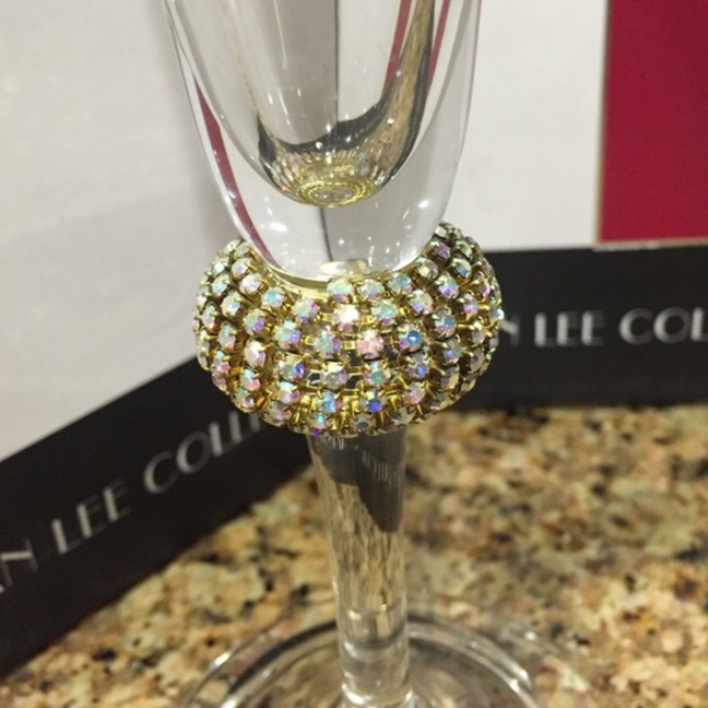 Allen Lee Swarovski Jeweled Champagne Flutes