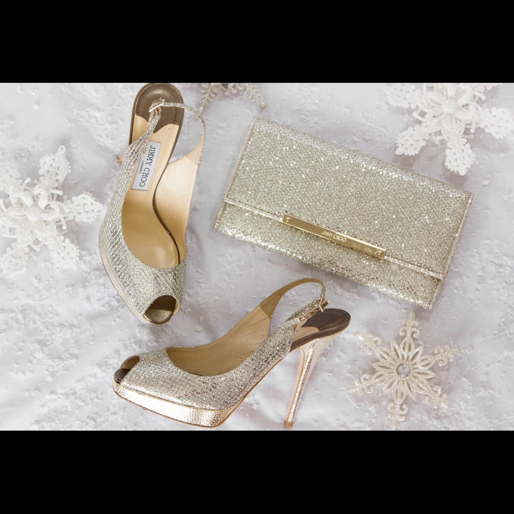 Jimmy Choo Nova Heels—Champagne Glitter