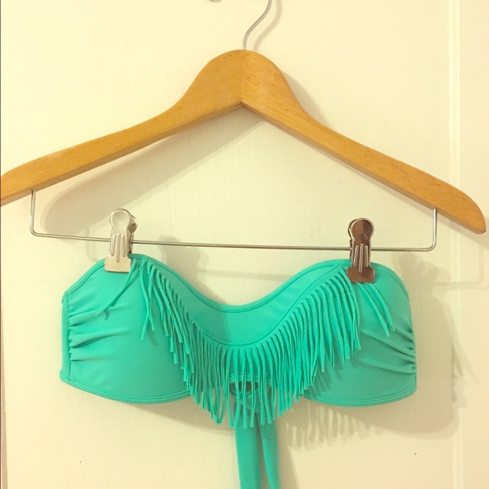 Body Glove bandeau bathing suit top with tassels