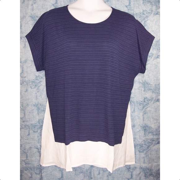 NEW St. John's Bay 1X 2X Navy Short Sleeve Top - Picture 2 of 8