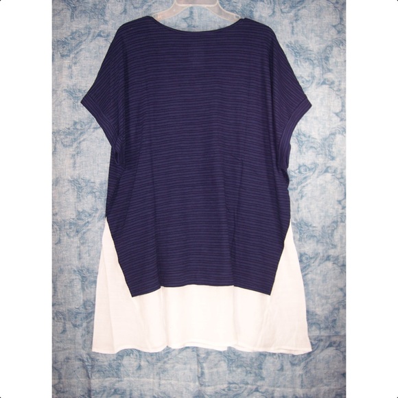 NEW St. John's Bay 1X 2X Navy Short Sleeve Top - Picture 6 of 8