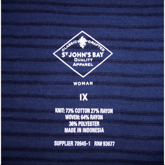 NEW St. John's Bay 1X 2X Navy Short Sleeve Top - Picture 7 of 8