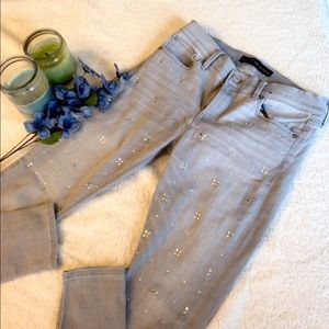 Express Light Grey Sequined Skinny Jeans