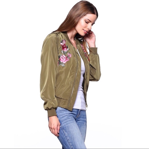 Rose Bomber Jacket - OLIVE - Picture 2 of 2