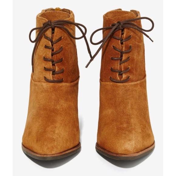 Suede Pointy Toe Lace Up Ankle Booties - Picture 3 of 7