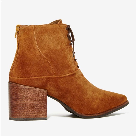 Suede Pointy Toe Lace Up Ankle Booties - Picture 4 of 7