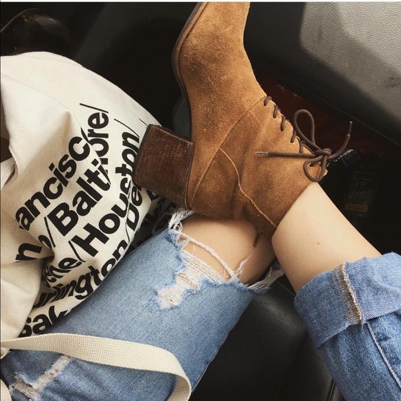 Suede Pointy Toe Lace Up Ankle Booties - Picture 2 of 7