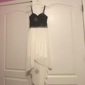 Short to long black and white formal dress