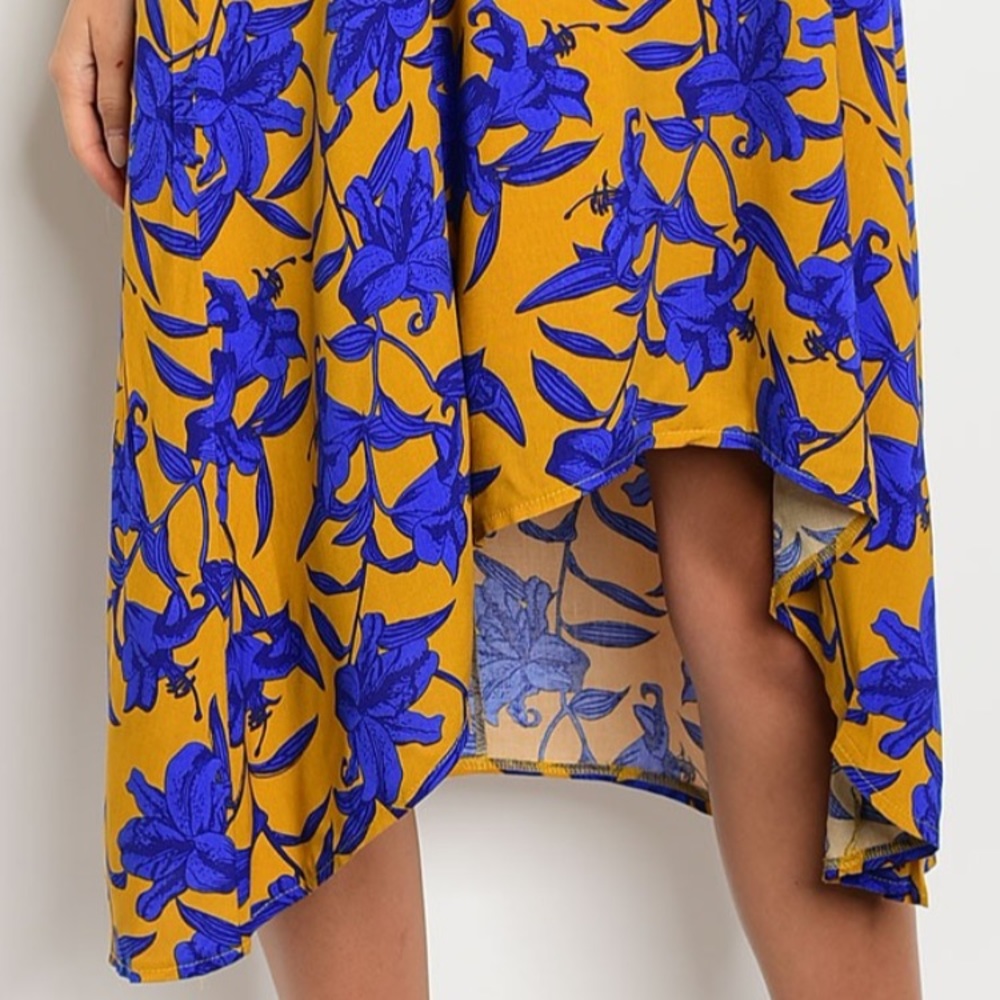 ‼️LAST‼️ Mustard and Royal Asymmetrical Dress - Picture 6 of 6