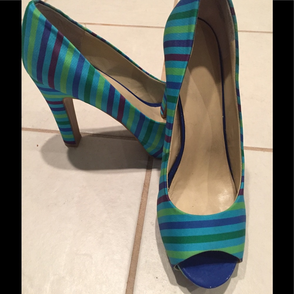 Stripe peeptoe Nine West heels