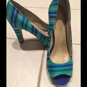 Stripe peeptoe Nine West heels