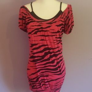 Pink Zebra Print off the shoulder shirt