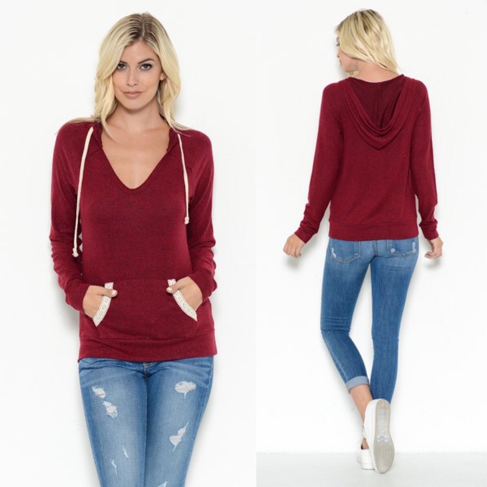 AUSTYN Hoodie w/ pockets - BURGUNDY