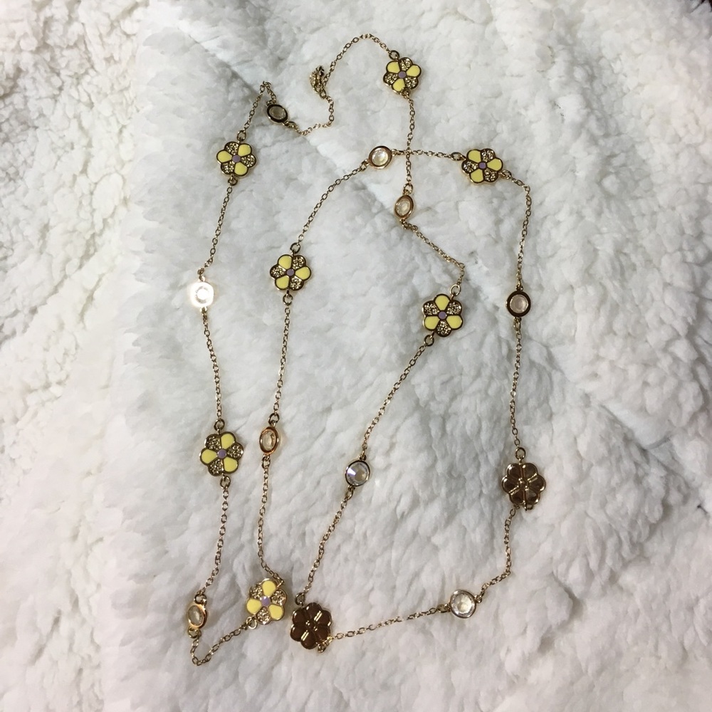 Swarovski long flower necklace (yellow)