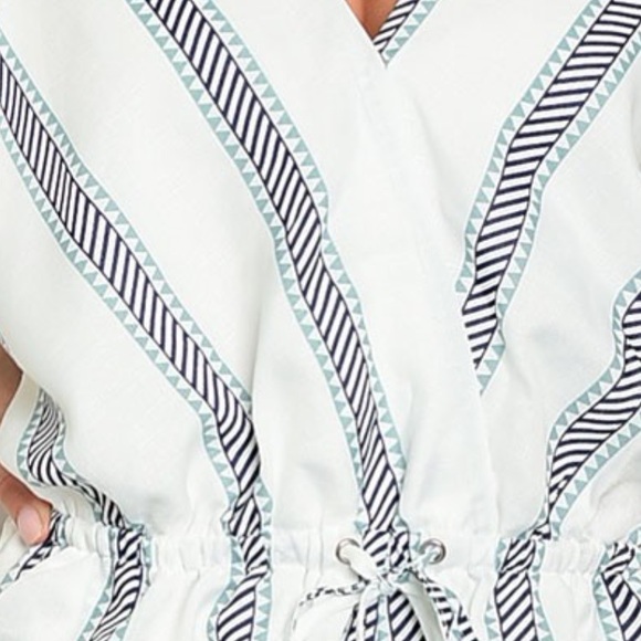 ‼️LAST 🎉HOST PICK🎉 Navy and Sage Stripe Romper - Picture 4 of 4