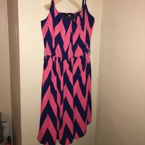 Pink and navy chevron dress