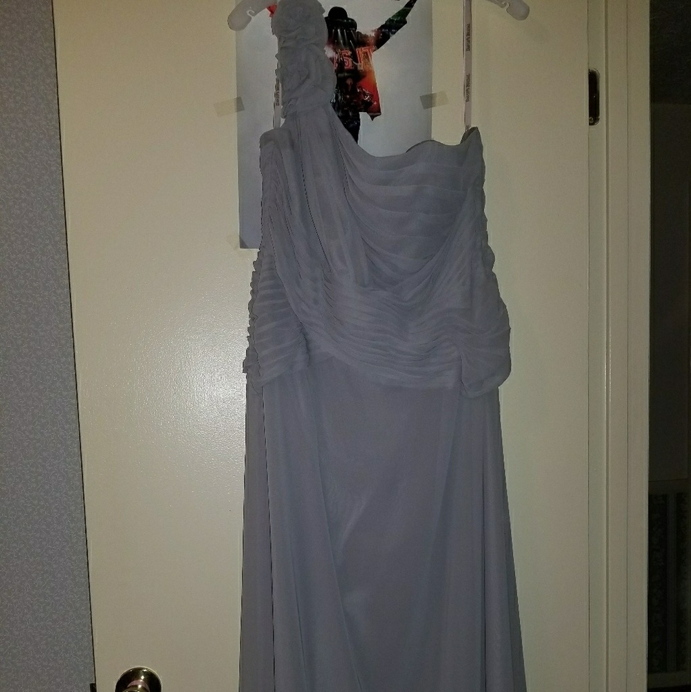 David's bridal gray off shoulder dress