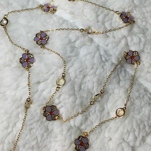 Swarovski long flower necklace (purple)