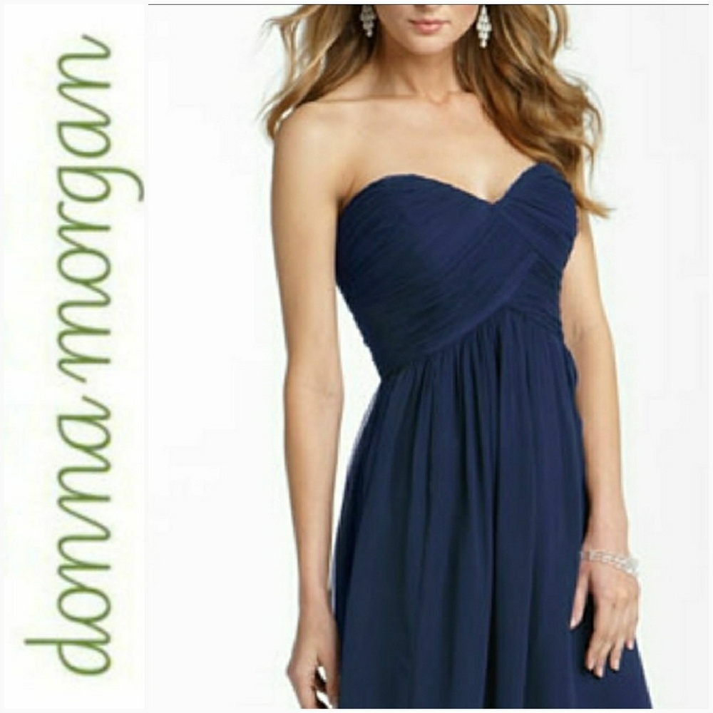 New DONNA MORGAN Silk Chiffon Strapless Dress