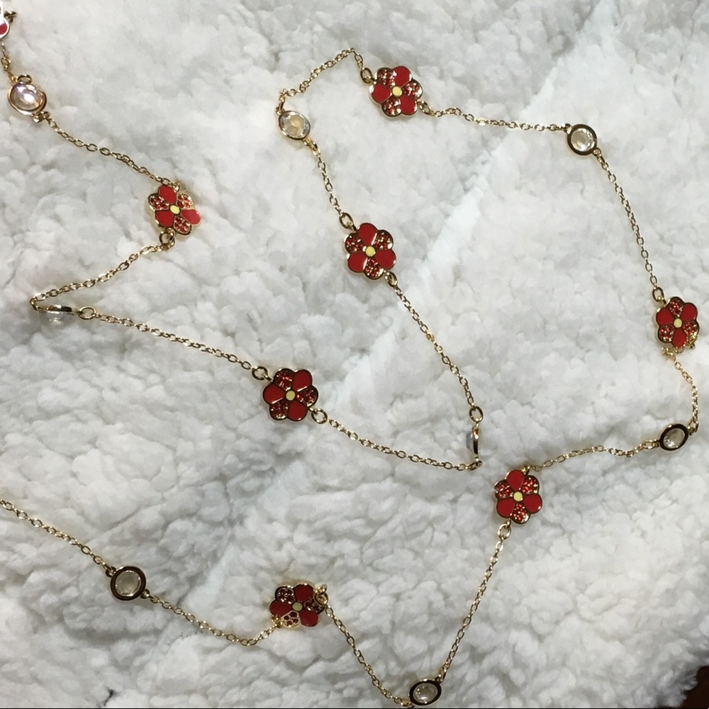 Swarovski flower necklace (red)