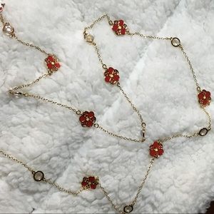 Swarovski flower necklace (red)