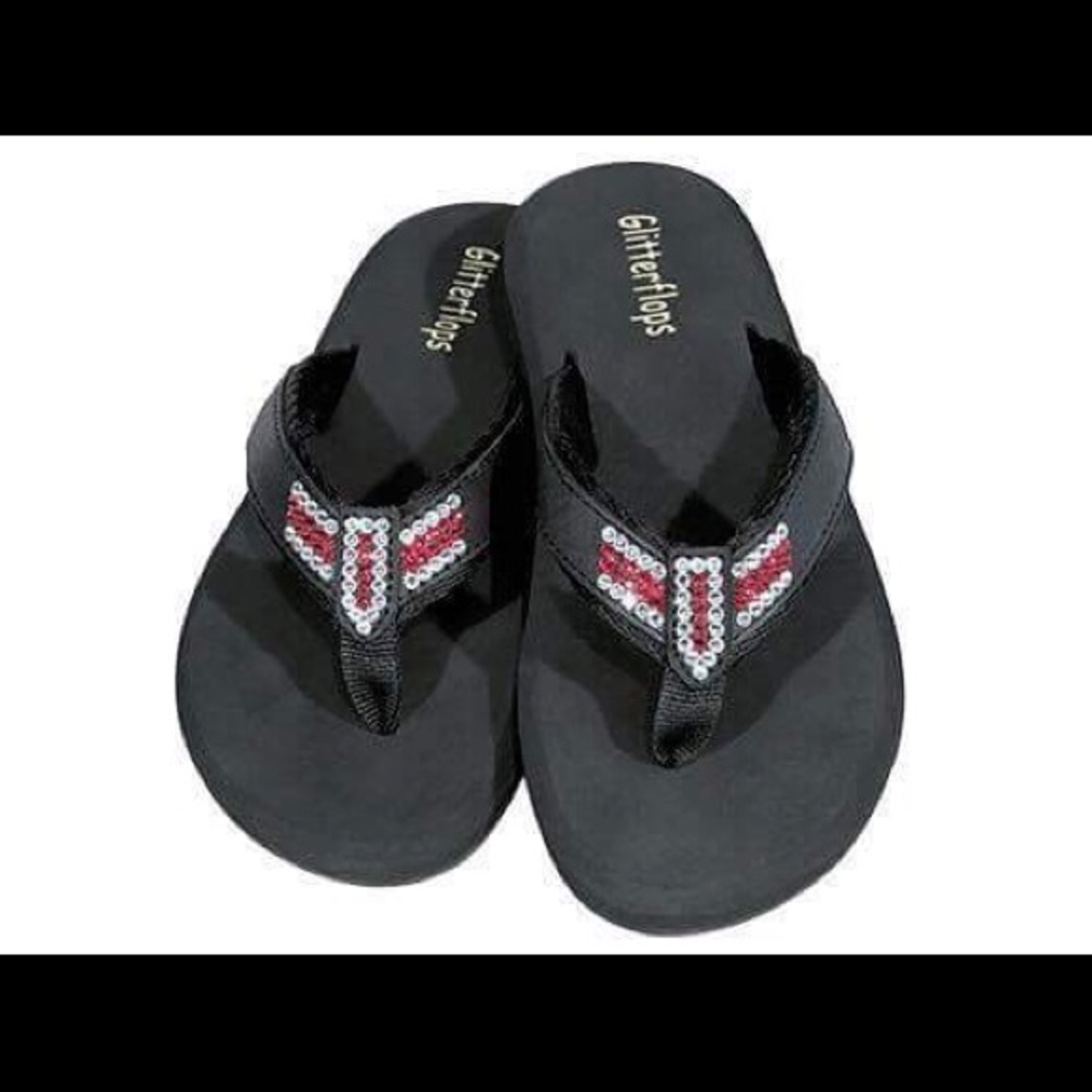 Glitterflops  "Fan Pride Red/White" Black size 11