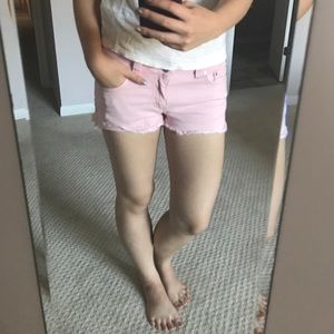 Pink Denim Cutoff Shorts