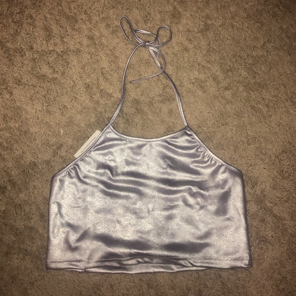 Metallic halter top