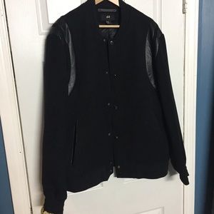 H&M Bomber Varsity Jacket Black 46R XL