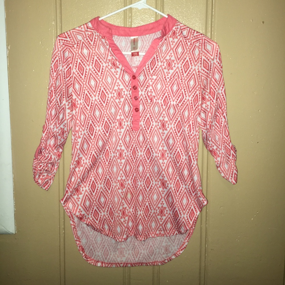 No Boundaries button up quarter sleeve shirt