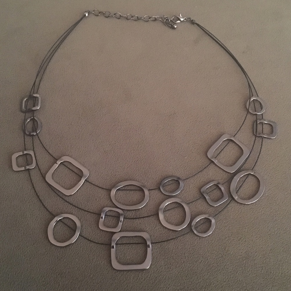 NY & Company 3 Strand Floating Gunmetal Necklace