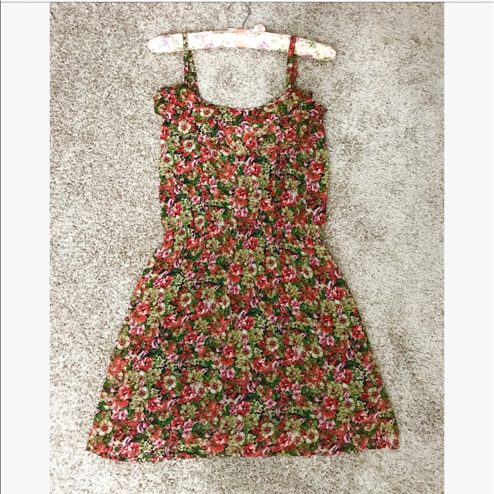 MANGO (MNG) ruffled neck floral dress