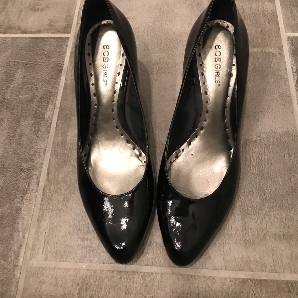 BCBGirls black patent leather heels