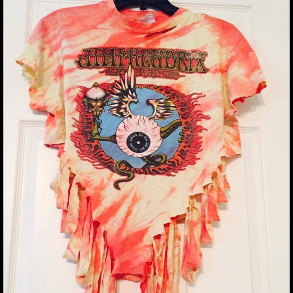 Vintage and Reworked Jimi Hendrix shredded bandtee