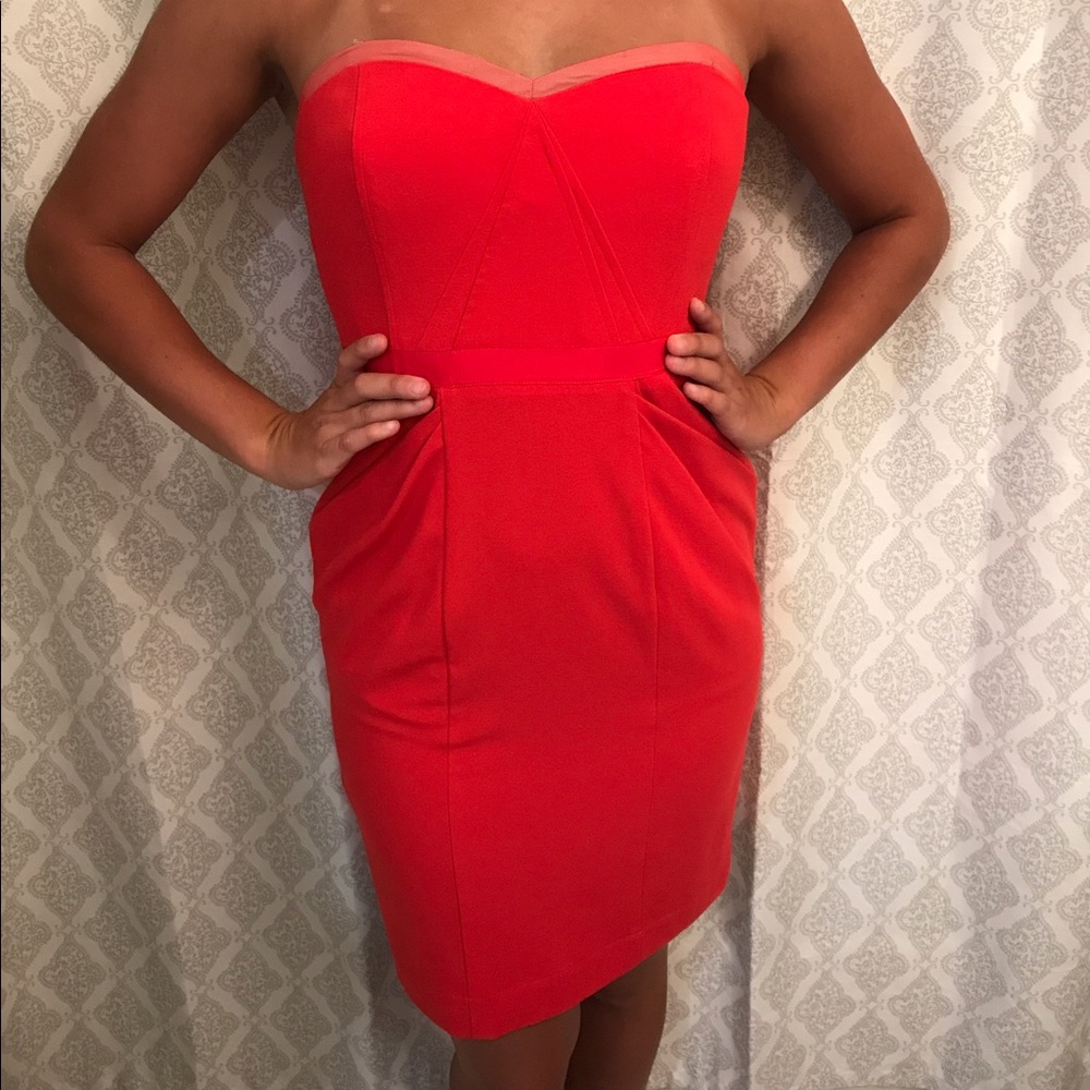 WORN ONCE. BCBG Sz6 Reddish Coral Dress.Greatcolor