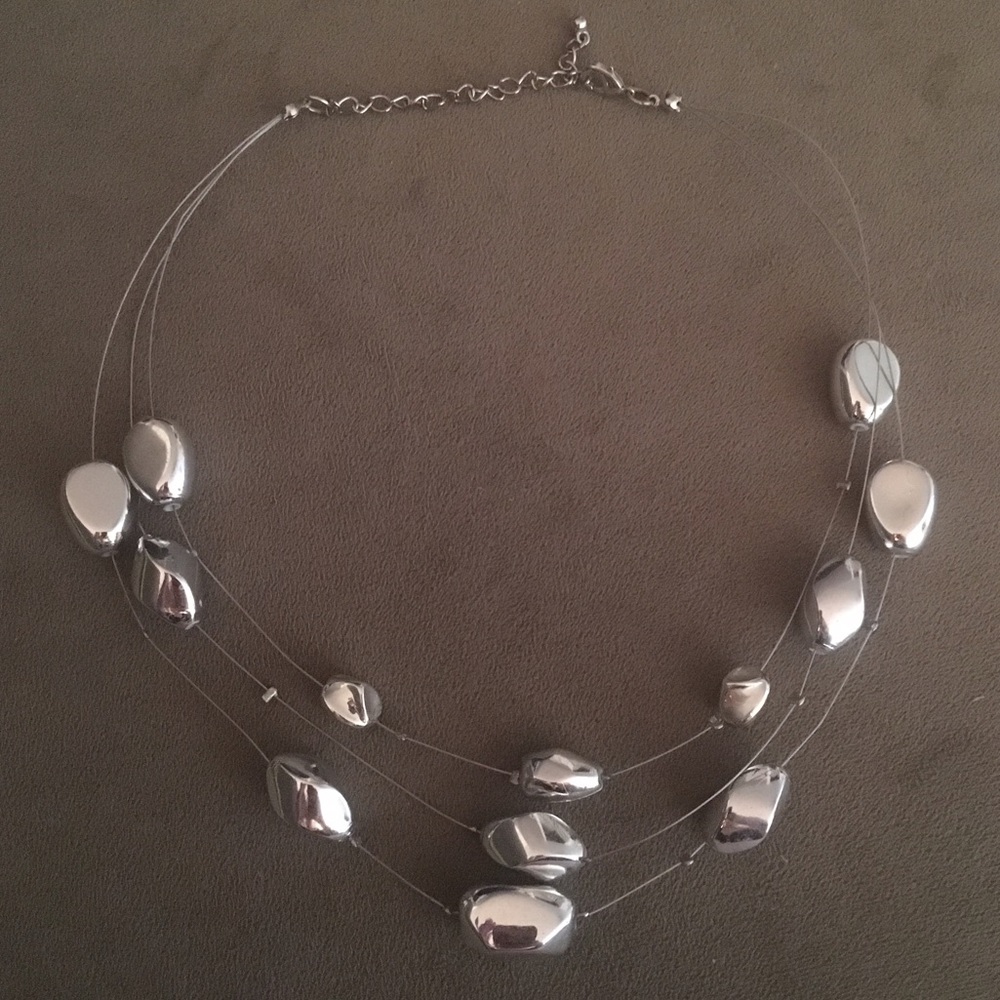 NY & Company 3 Strand Floating Silver Necklace