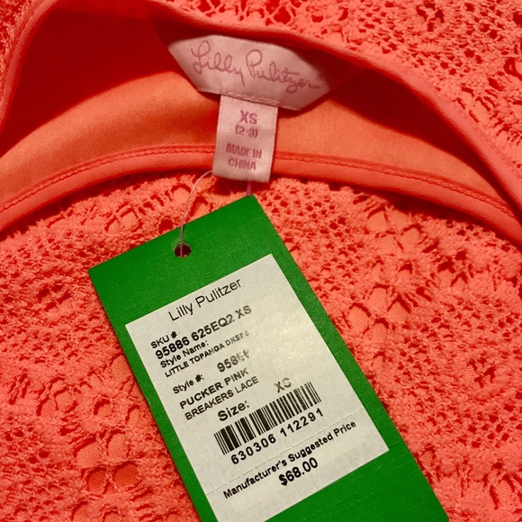 Lilly Pulitzer Coral Dress Girls XS Size 2-3 - Picture 3 of 4