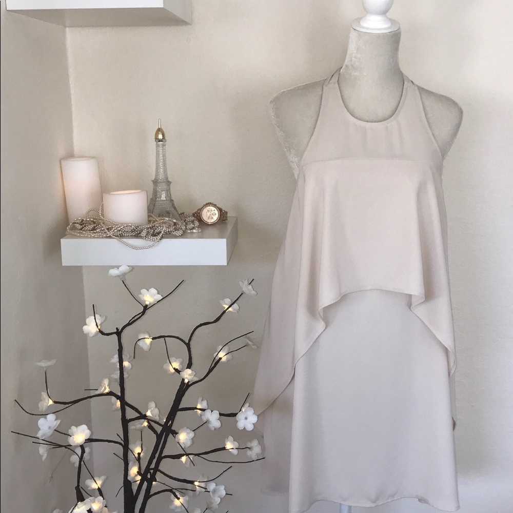Open back cream shift dress