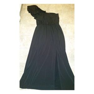 Black maxi dress with thigh high slit