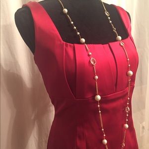 Red satin Calvin Klein dress, size 12