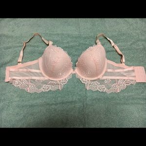 Pink Bra with Floral Lace Detail